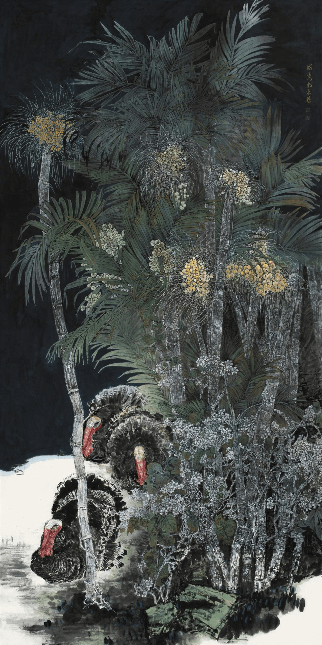 《浓荫翳日梦亦香》240×120cm 参加"神圣长白—全国中国画作品展"