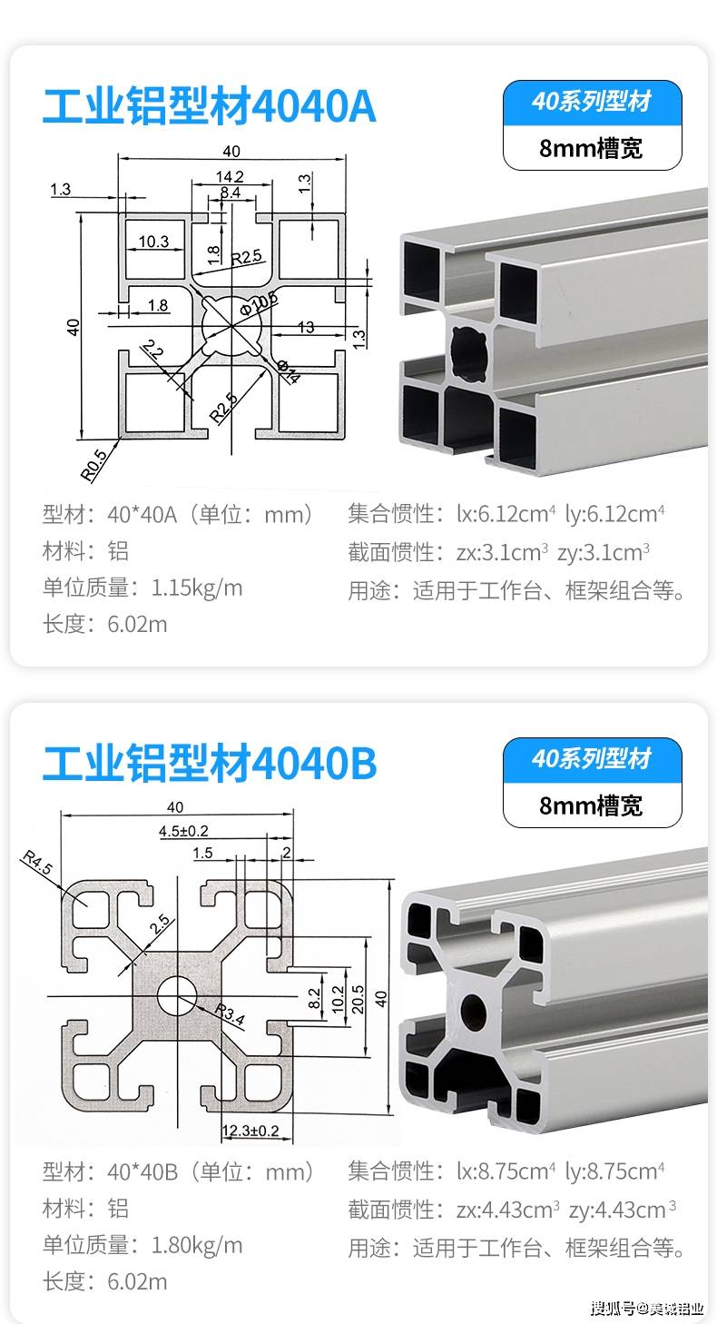 用途广泛的工业铝型材4040和铝型材3030