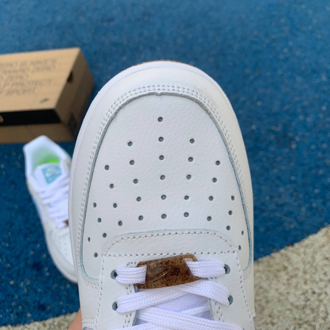 耐克nike air force 1 indigo 2代白蓝环保花卉植物刺绣空军一号运动