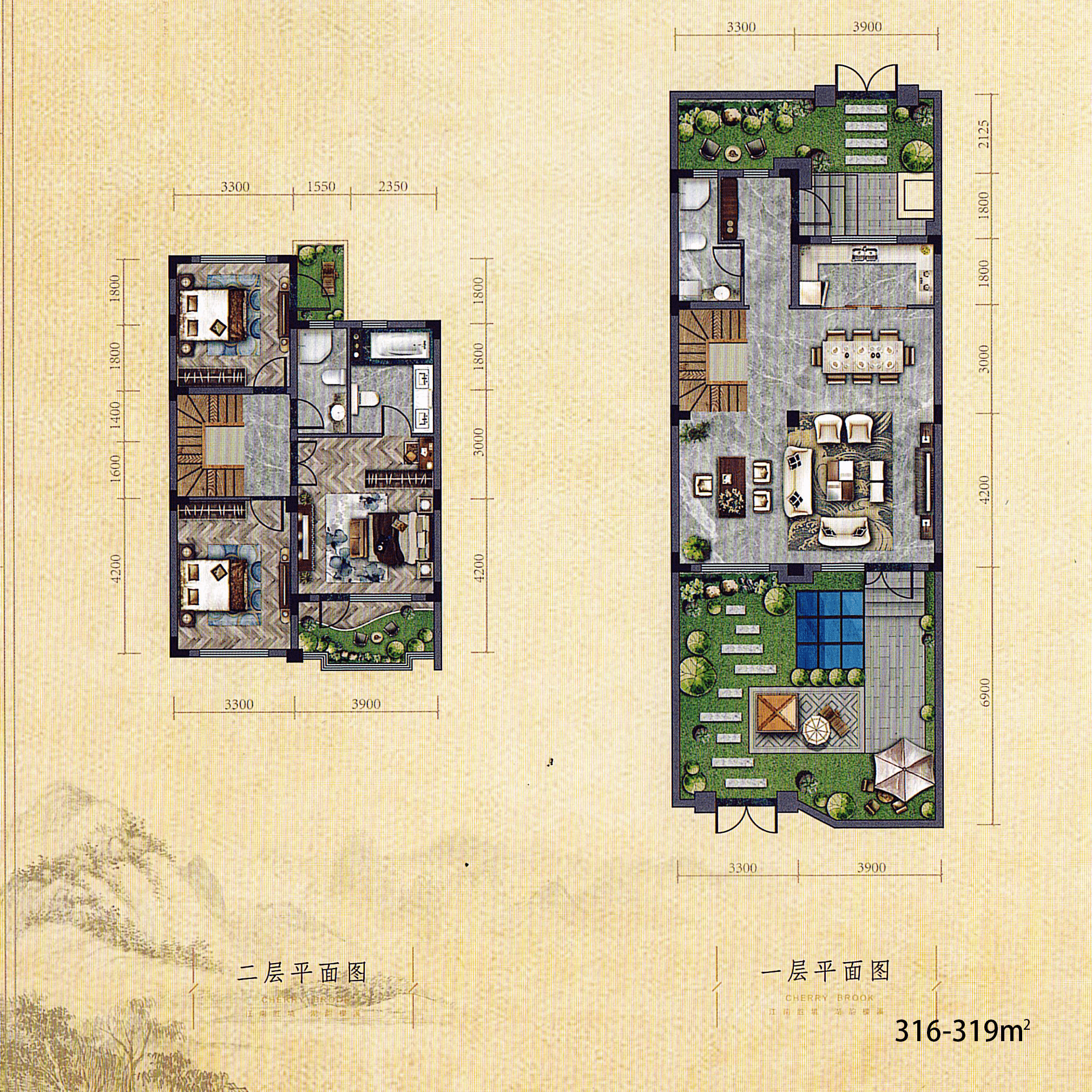 辽宁营口《栢仕樱溪》316-329平原木风格装修效果图