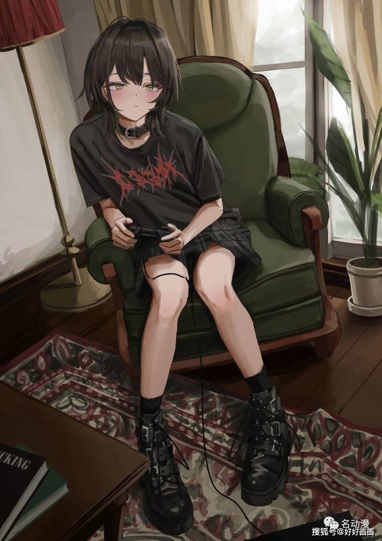 p站插画师仪式绘画的暗黑呆萌风少女插画作品欣赏