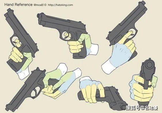 人物枪械手势绘画参考素材