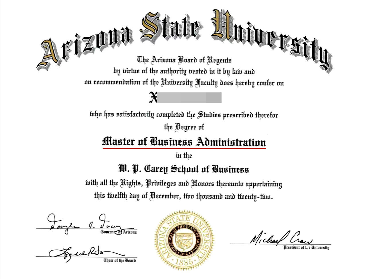 最新版美国亚利桑那州立大学emba/mba证书美国亚利桑那州立大学mba 位列 第53
