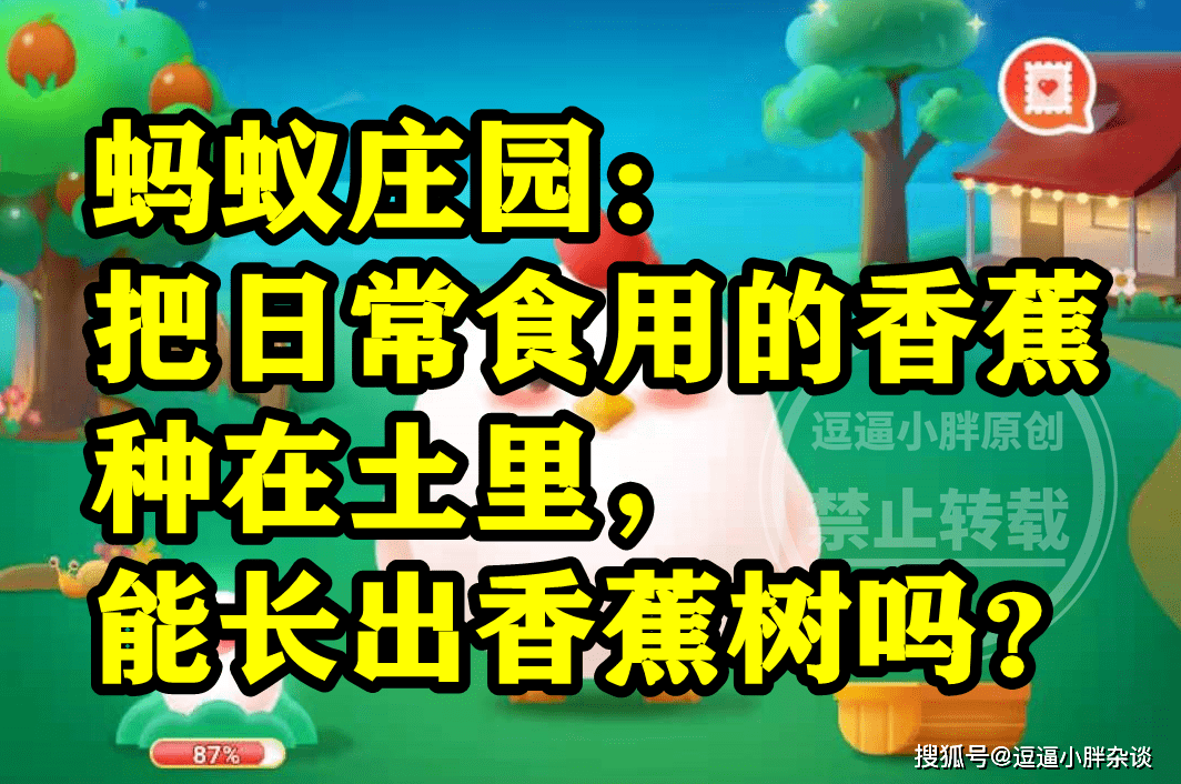 把日常食用香蕉种在土里能不克不及长出香蕉树？蚂蚁庄园谜底