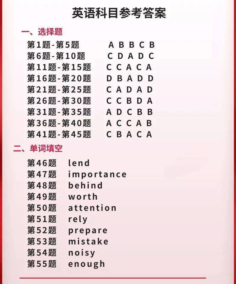 考试|单招答案 | 2020年体育单招文化考试答案（四科全）