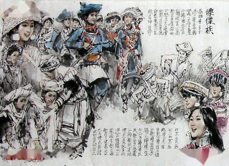 天津著名画家尚金声人物画长卷《民族大团结》 描绘56