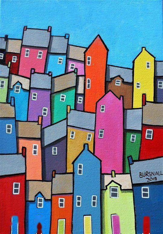 不同色彩构成的城市房屋