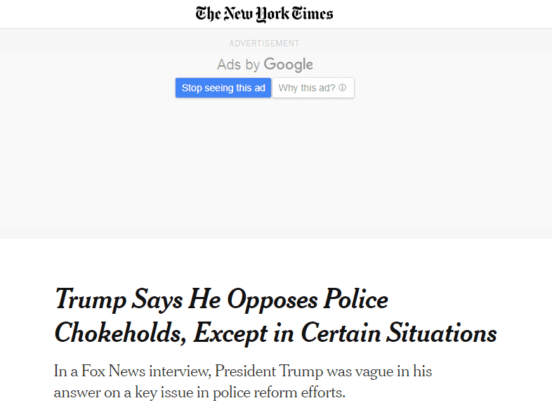 明尼阿波利斯|特朗普：多数情况下应禁止警察“锁喉”制服他人，但必要时可用