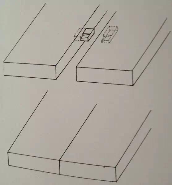 厚板嵌银锭榫(燕尾榫)拼合