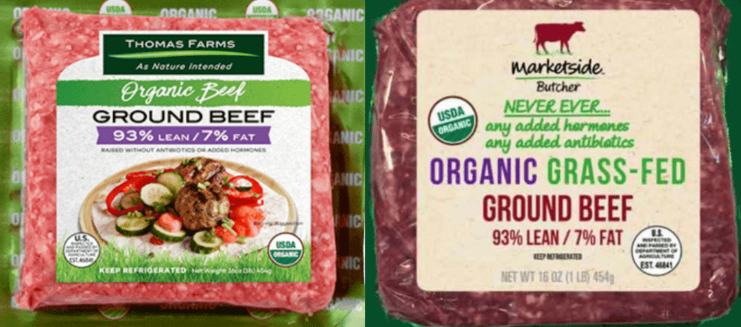 具体产品为:  "marketside butcher organic grass-fed ground beef"
