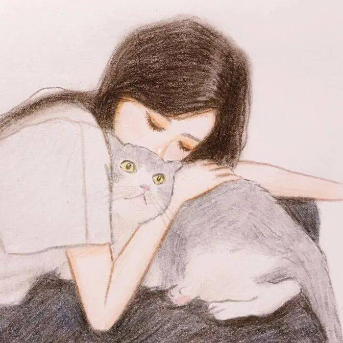女生头像 || 猫与少女手绘头像