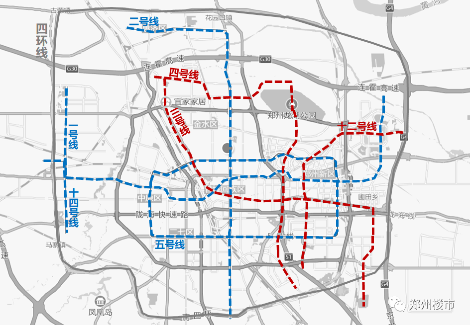 其中, 有7条地铁线集中在郑州四环内,主要服务于主城区.