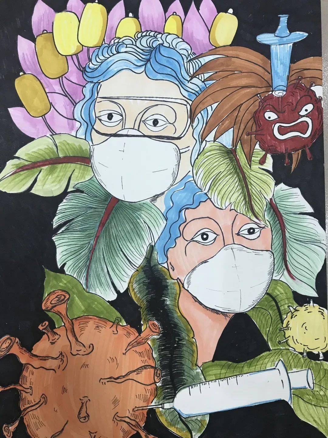 线上画展 | "艺"起抗疫——夏津县教育系统师生抗击疫情绘画作品(美术