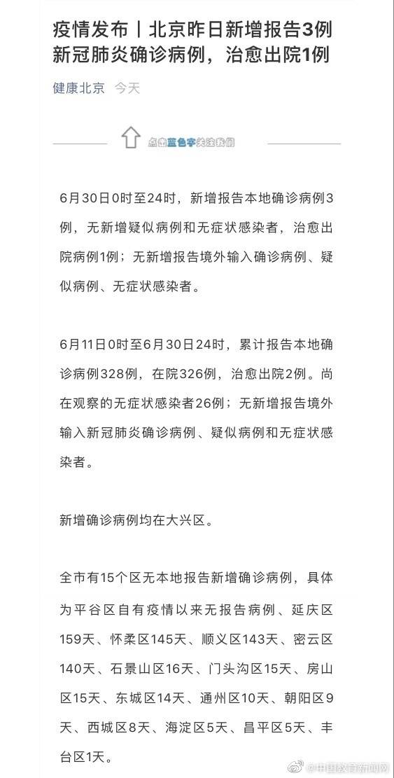 北京新增3例本土确诊 均在大兴
 （北京新增3例本土确诊均在大兴区）