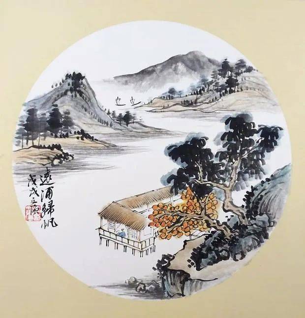 山水画《湘江秋意》的创作方法和步骤图详解