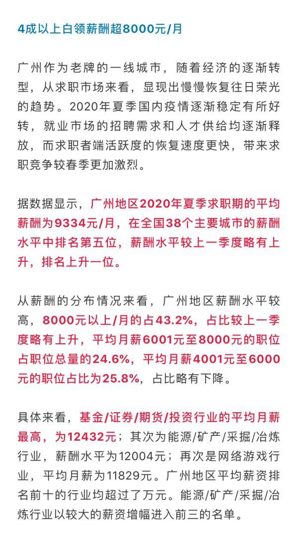 广州夏季平均月薪出炉！4成以上白领薪酬超这个数，你拖后腿了吗？