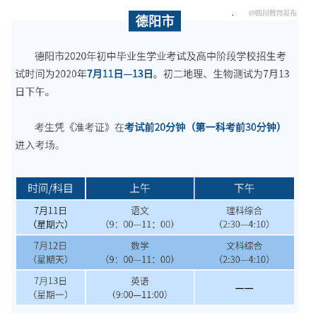 四川省|最早明日开考！四川省14市州中考具体时间汇总