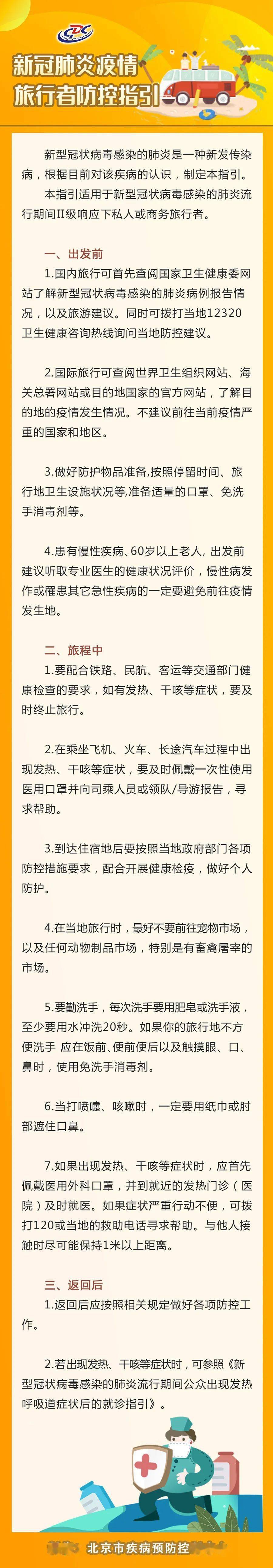 防控|【北京疾控提醒您】新冠肺炎流行期间——旅行者防控指引