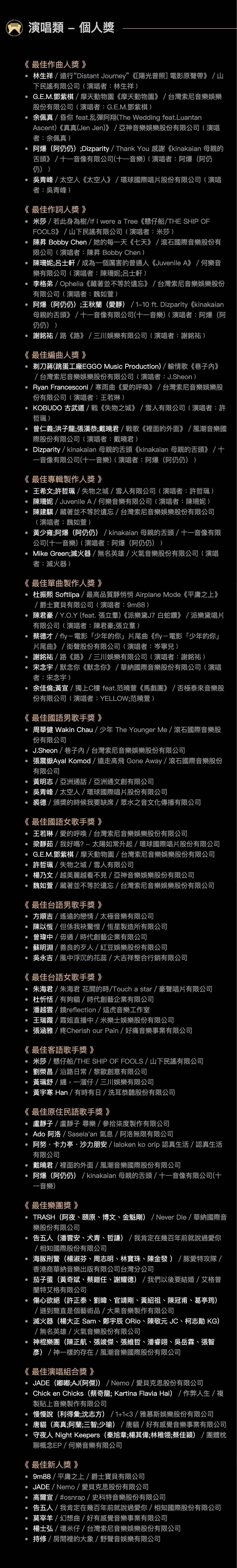 第31届金曲奖入围名单揭晓!最大赢家竟是.