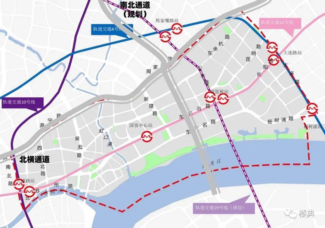 即将建成的  北横通道,规划中的  19号线与  南北通道将与4号线,10号