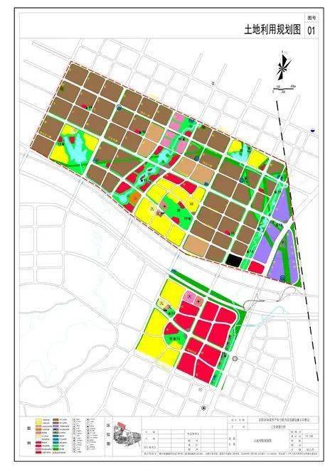 信阳国际家居产业小镇土地利用规划图,羊山新区东片区城市设计和控制