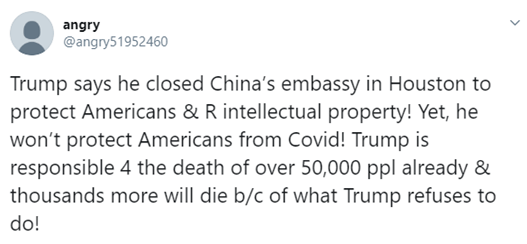 特朗普政府要求中国关闭总领馆,美国有人激烈质疑