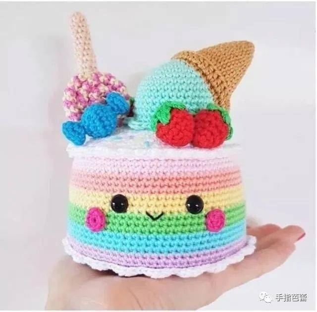 钩织冰淇淋蛋糕 附图解