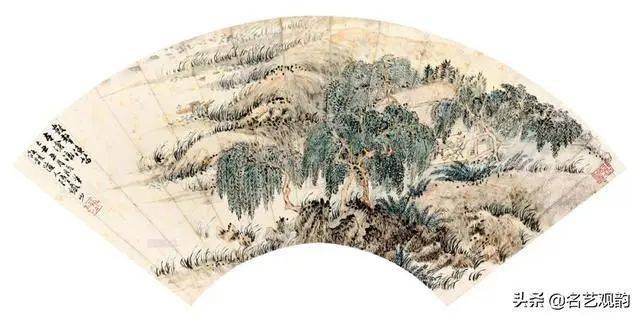 陆俨少山水画扇面28幅,清风拂面