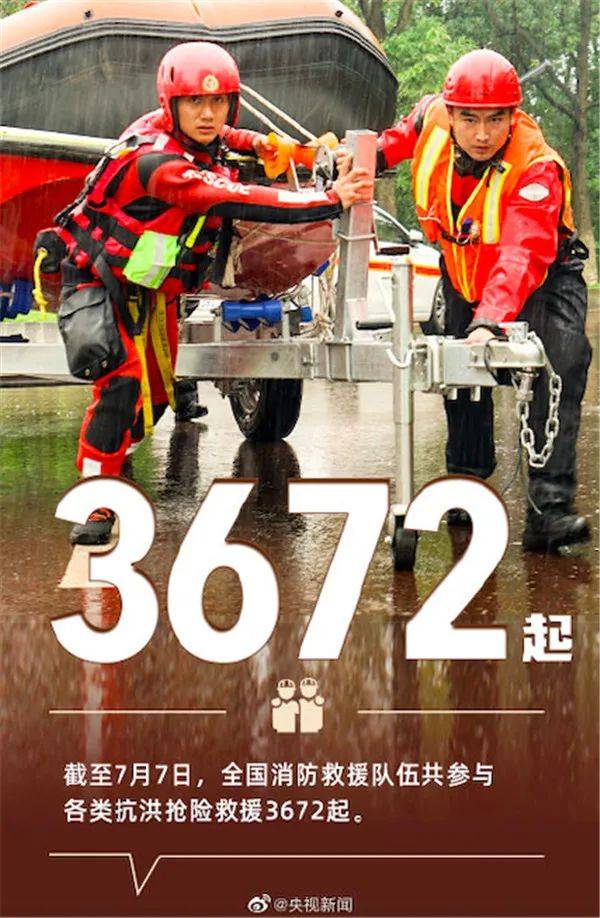 防汛一线上年轻消防员扛起沙袋