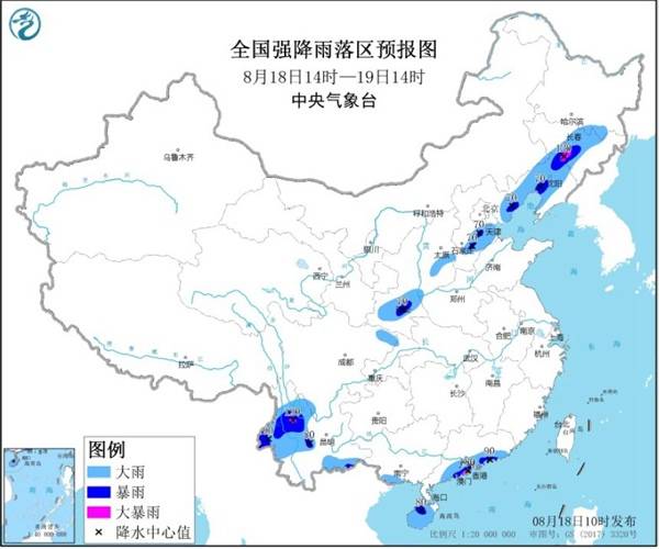 云南|暴雨黄色预警：吉林辽宁云南广东等地部分地区有大暴雨