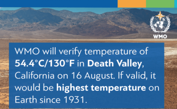 美国死亡谷温度达54.4℃，或为1931年以来地球最高温
