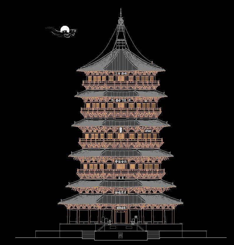 在建筑设计图上还原古代宝塔,一起来看看中国古建筑的
