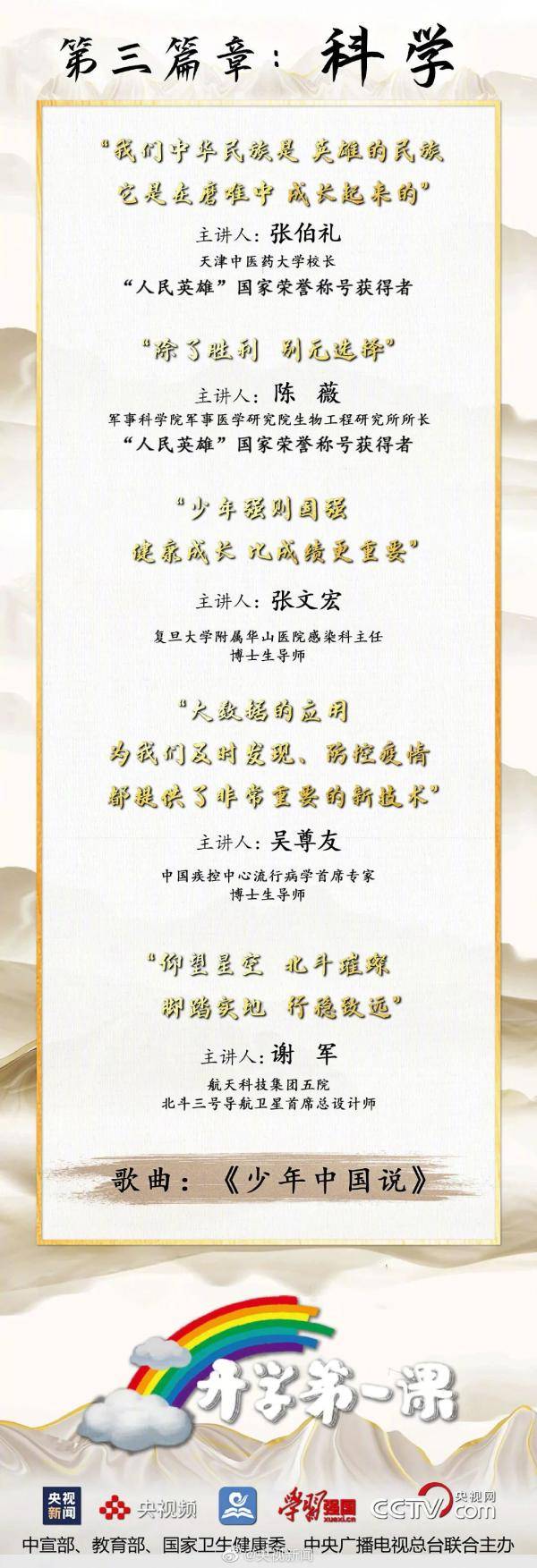 钟南山|2020《开学第一课》节目单公布！钟南山携手“抗疫天团”开讲啦！