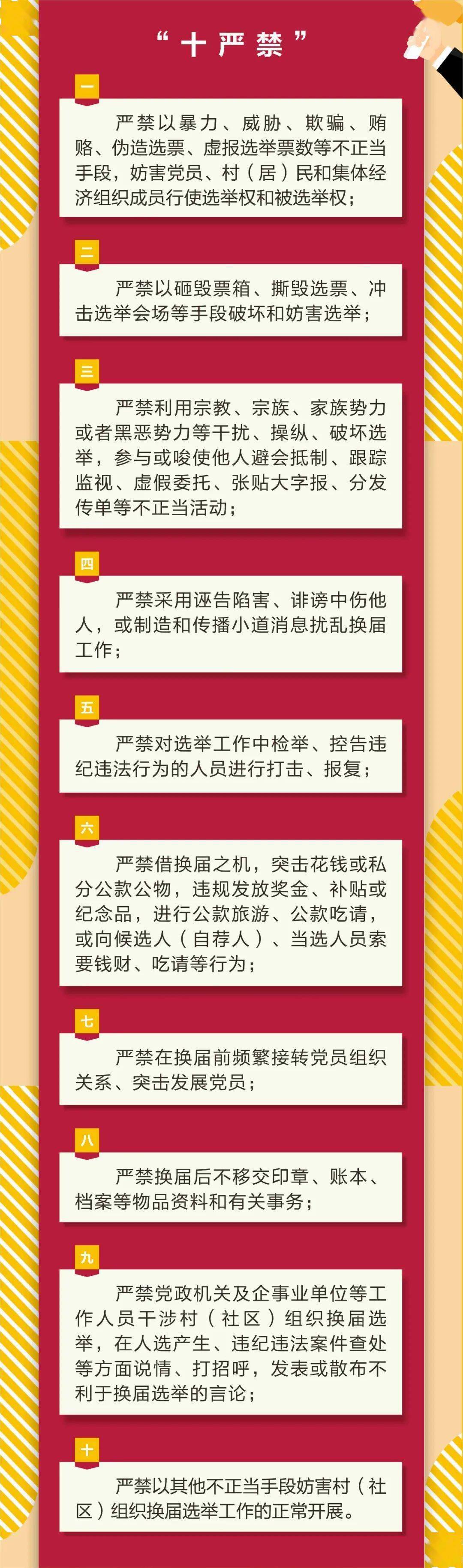 速看"十严禁"十不准,村(社区)组织换届纪律一图读懂