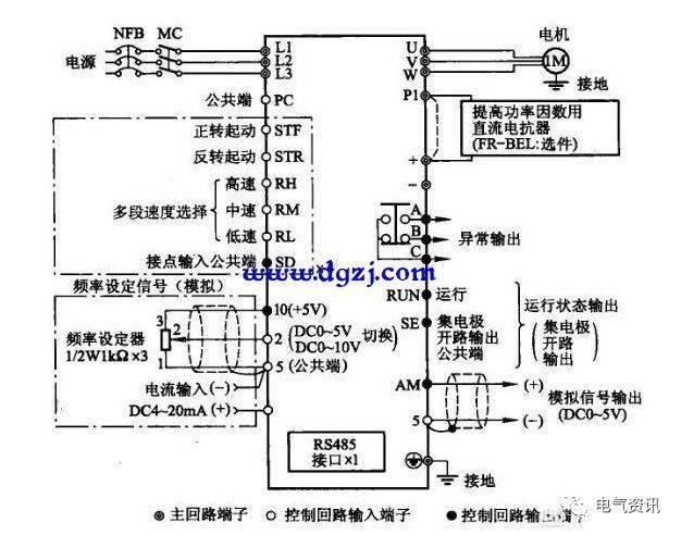 下图为一变频器的外部端子接线示意图.