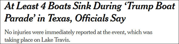 川普支持者组织船队游行，沉了至少4艘船