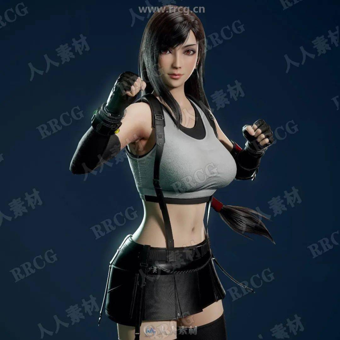 最终幻想7重制版ff7re女性角色蒂法·洛克哈特tifa lockhart高质量3d