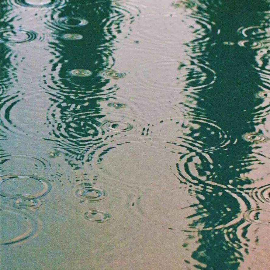 雨滴打在水滩的涟漪