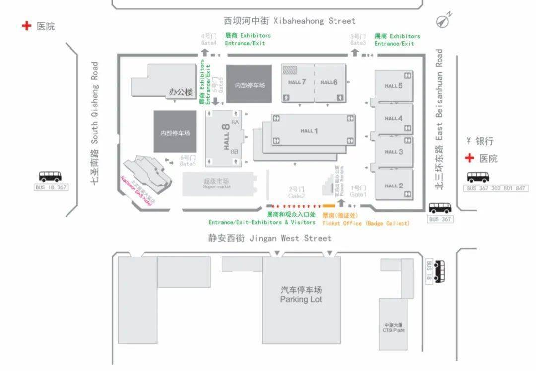 展区平面图 1,中国国际展览中心展馆(老展馆)静安庄平面图