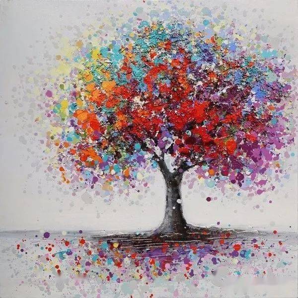 传统色彩的表现力大树主题色彩创意画