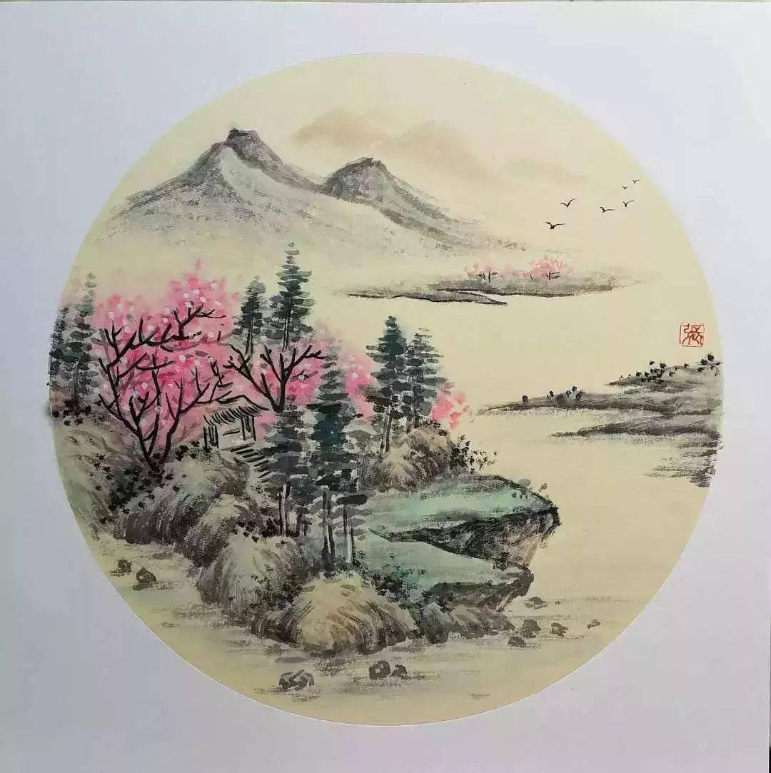 大些的白瓷盘——调墨 设色工具 画中国山水画,要使用专用的中国画