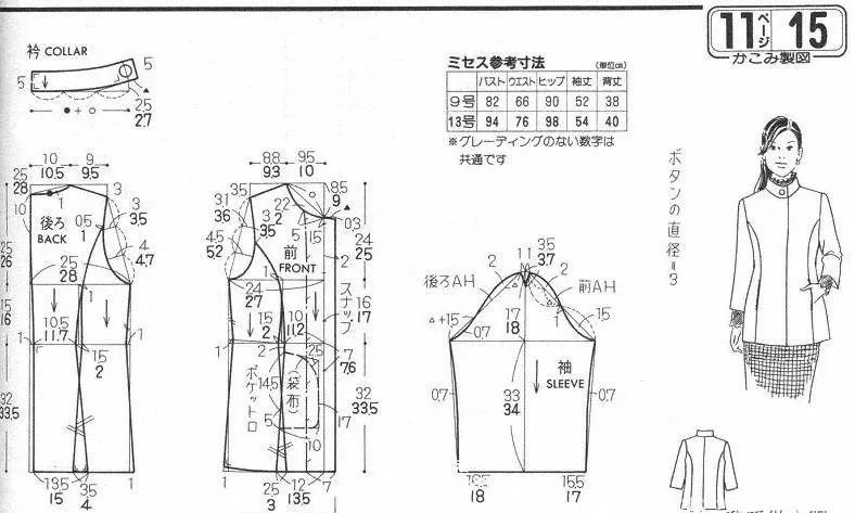 贵妇人|日式《贵妇人》10款女秋冬外套结构裁剪图！