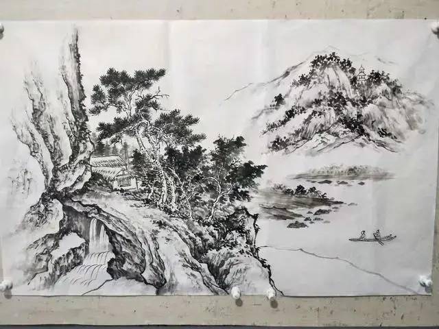 传统山水画的画法步骤解析，由黑白稿到水墨画的过程_搜狐网