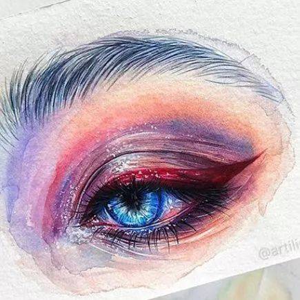 水彩|沉迷眼睛刻画的小伙伴看过来！Lina的水彩人物肖像步骤统统分享给你！