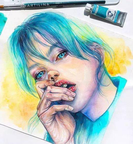 水彩|沉迷眼睛刻画的小伙伴看过来！Lina的水彩人物肖像步骤统统分享给你！