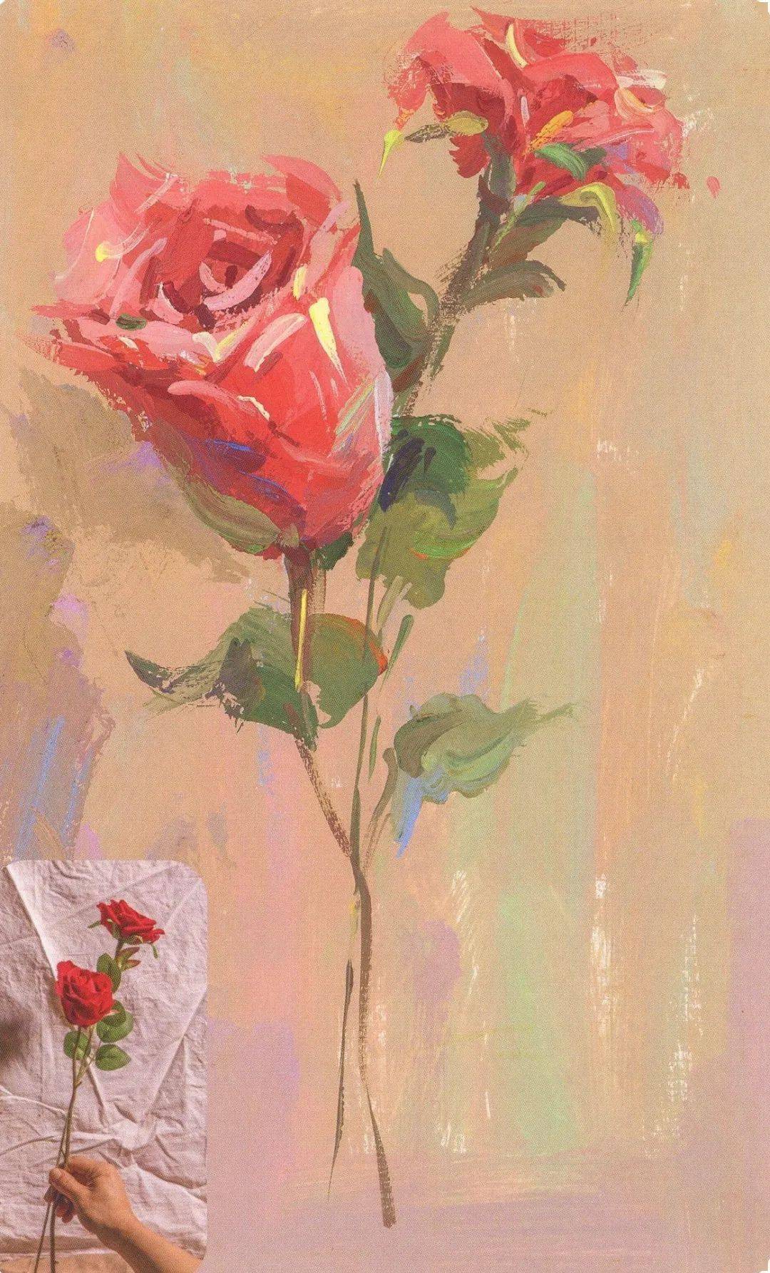 高分干货丨色彩静物单体中玫瑰花的调色与刻画步骤