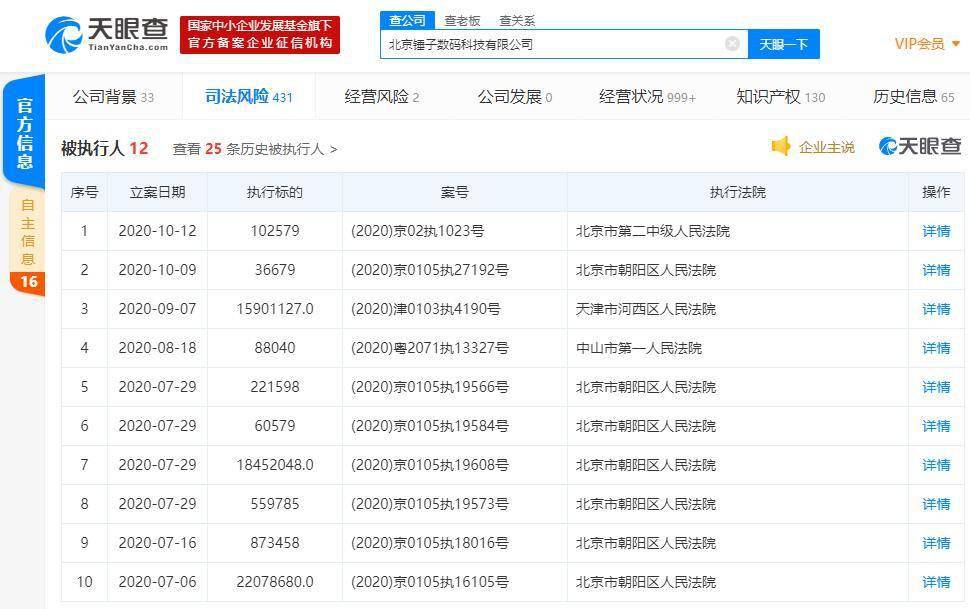 媒体报道：锤子科技再添被执行人信息，执行标