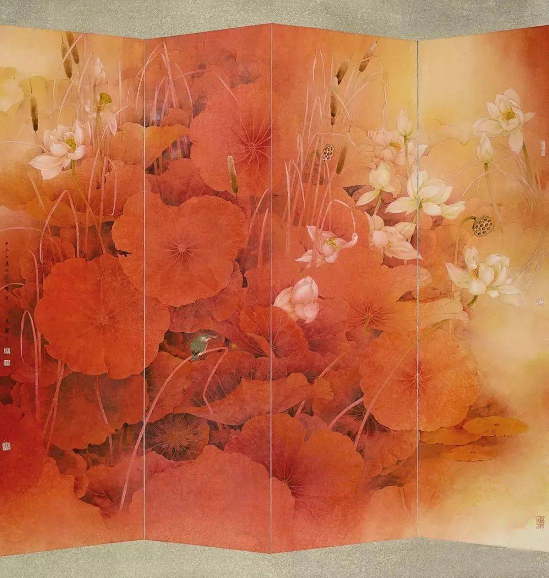 他的工笔花鸟画静谧深邃犹如梦境