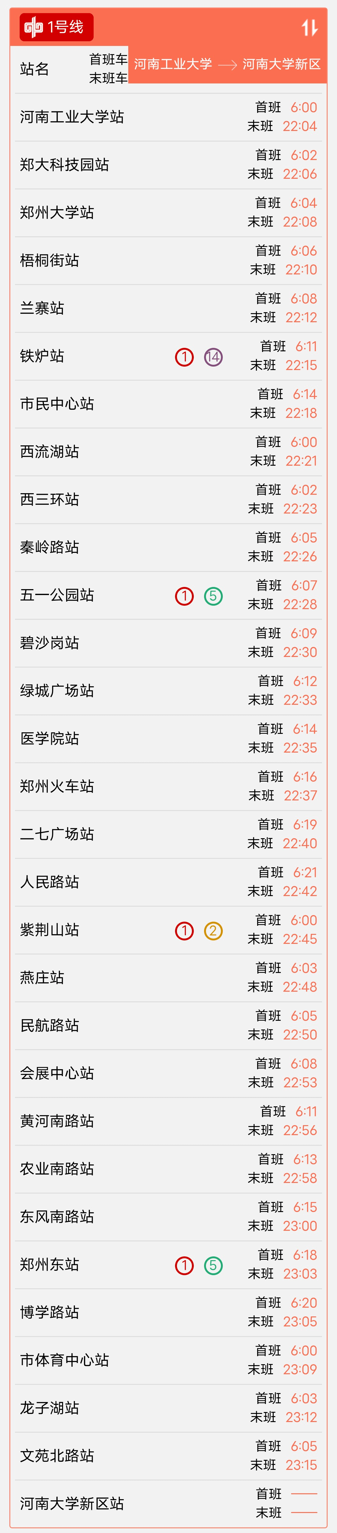 郑州地铁运营时间有无变化?