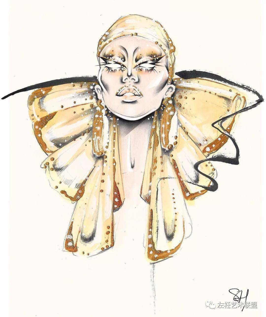 时尚|时装画上的褶皱不知怎么画？向这位时尚插画界的＂三宅一生＂学习一下！